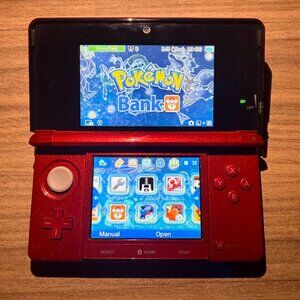 Nintendo 3DS Console Red with Pokemon Bank, Poke Transporter & Games